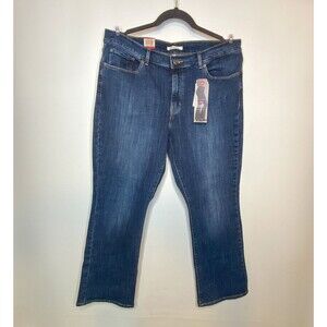 NEW Levis Classic Bootcut Jeans Womens 16 Short Flare Leg Mid Rise Dark Denim